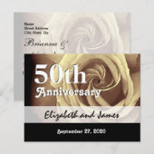 50e bruiloft Jubileum Elegant Goud Roos A017 Aankondigingskaart (Voorkant / Achterkant)