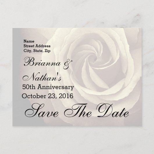 50e bruiloft Jubileum Elegant Goud Roos A017 Aankondigingskaart (Achterkant)