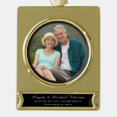 50e bruiloft Jubileum Elegant Keepsake Afbeelding Verguld Banner Ornament (Voorkant)