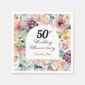 50e bruiloft Jubileum Elegant Script Floral Servet (Voorkant)