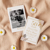 50e bruiloft Jubileum Elegante Bloemen Kaart