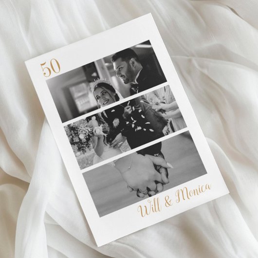 50e bruiloft Jubileum Elegante  Bloemen Kaart