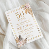 50e bruiloft Jubileum Elegante Bloemen Kaart