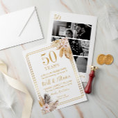 50e bruiloft Jubileum Elegante  Bloemen Kaart