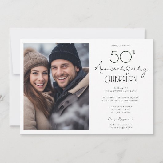 50e bruiloft Jubileum enkele foto Kaart (Voorkant)