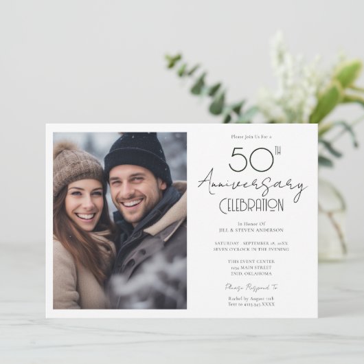 50e bruiloft Jubileum enkele foto Kaart (Staand voorkant)