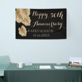 50e bruiloft Jubileum Faux Gold Leaf Elegant Spandoek (Beurs)