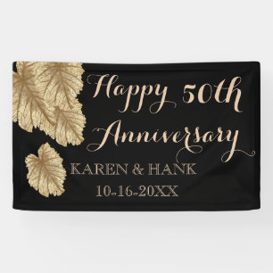 50e bruiloft Jubileum Faux Gold Leaf Elegant Spandoek