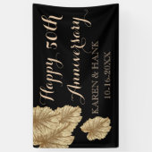 50e bruiloft Jubileum Faux Gold Leaf Elegant Spandoek (Verticaal)