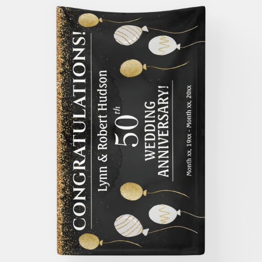 50e bruiloft Jubileum feest Golden Spandoek (Verticaal)