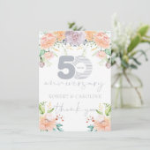 50e bruiloft Jubileum Floral Dank u Bedankkaart (Staand voorkant)