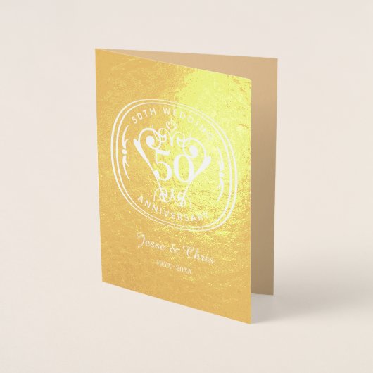 50e bruiloft Jubileum Folie Kaart (Voorkant)