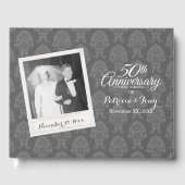 50e bruiloft Jubileum foto Damask Pattern Gastenboek (Voorkant)