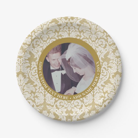 50e bruiloft Jubileum foto en kant Papieren Bordje (Voorkant)