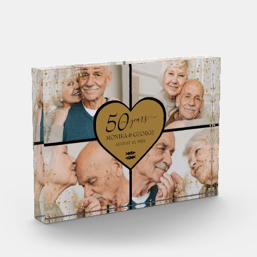 50e bruiloft Jubileum foto gouden glitter hart (Links)
