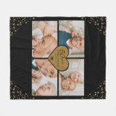 50e bruiloft Jubileum foto gouden glitter hart Fleece Deken (Voorkant (Horizontaal))