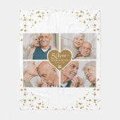 50e bruiloft Jubileum foto gouden glitter hart Fleece Deken (Voorkant)