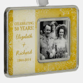 50e bruiloft Jubileum Foto Kerst Verzilverd Omlijst Ornament (Rechts)