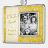 50e bruiloft Jubileum Foto Kerst Verzilverd Omlijst Ornament (Links)