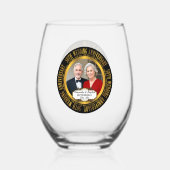 50e bruiloft Jubileum foto namen datum Wijnglas Zonder Voet (Voorkant)