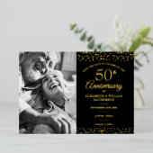 50e bruiloft Jubileum foto Opslaan van de datum Folie Uitnodiging (Staand Voorkant)