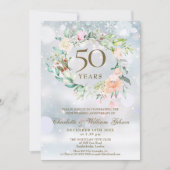 50e bruiloft Jubileum foto winterbloemen Kaart (Voorkant)