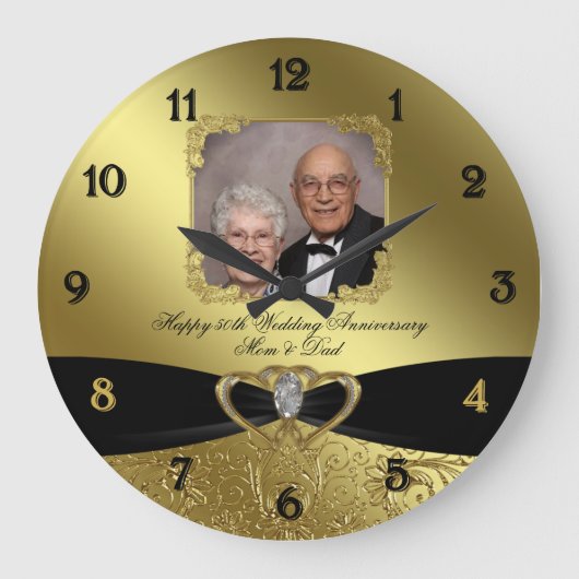 50e bruiloft Jubileum Fotowandklok Grote Klok (Voorkant)
