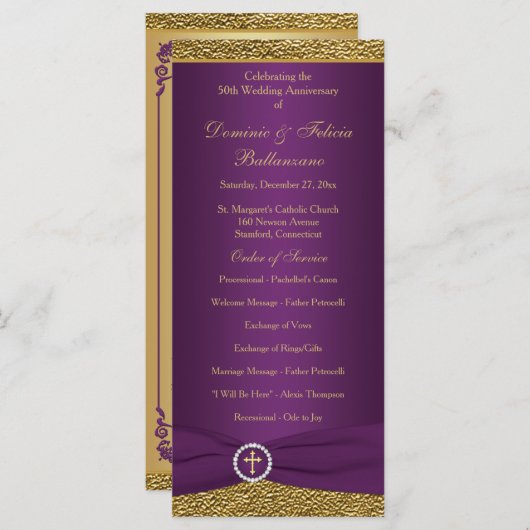 50e bruiloft Jubileum Gelofte Vernieuwing Programm Programmakaart (Voorkant / Achterkant)
