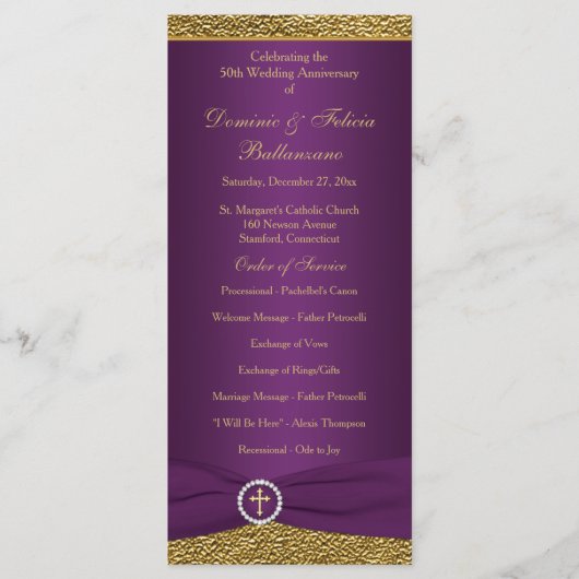 50e bruiloft Jubileum Gelofte Vernieuwing Programm Programmakaart (Voorkant)