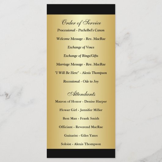 50e bruiloft Jubileum Gelofte Vernieuwing Programm Programmakaart (Achterkant)