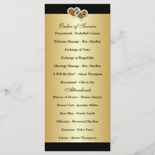 50e bruiloft Jubileum Gelofte Vernieuwing Programm Programmakaart (Achterkant)