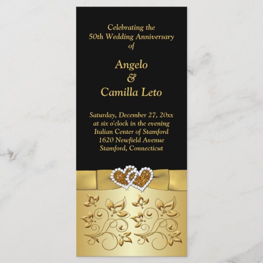 50e bruiloft Jubileum Gelofte Vernieuwing Programm Programmakaart (Voorkant)