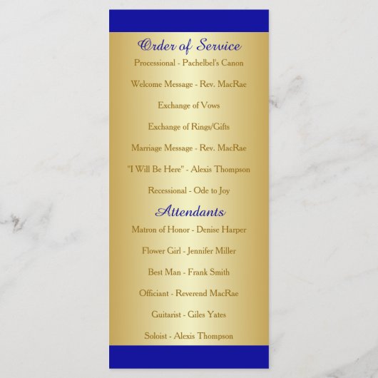 50e bruiloft Jubileum Gelofte Vernieuwing Programm Programmakaart (Achterkant)