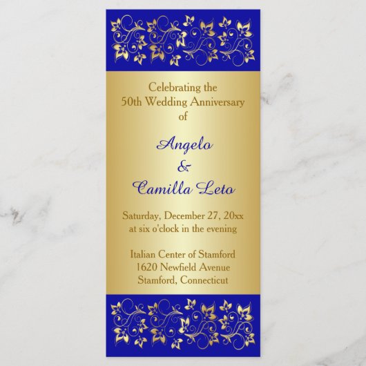 50e bruiloft Jubileum Gelofte Vernieuwing Programm Programmakaart (Voorkant)