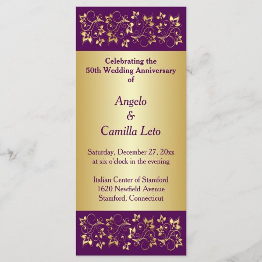 50e bruiloft Jubileum Gelofte Vernieuwing Programm Programmakaart (Voorkant)