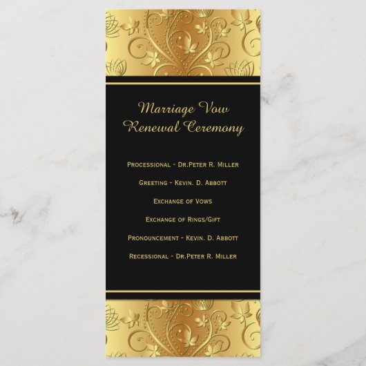 50e bruiloft Jubileum geloften vernieuwingsprogram Programmakaart (Achterkant)