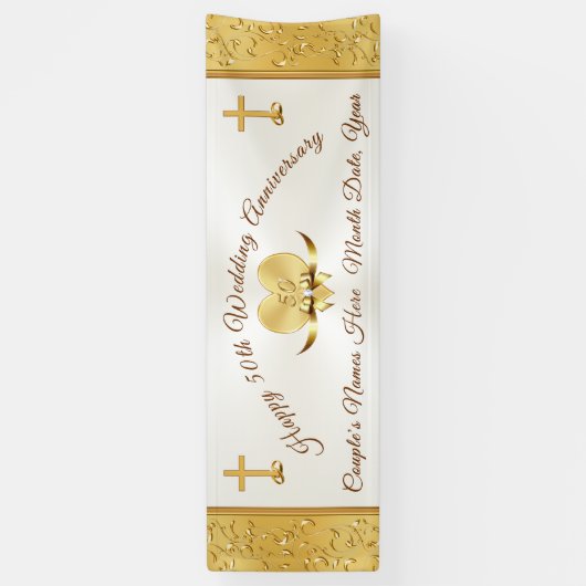 50e bruiloft Jubileum gepersonaliseerde banner (Verticaal)