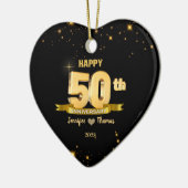 50e bruiloft Jubileum Glitter Gold Custom Keramisch Ornament (Links)