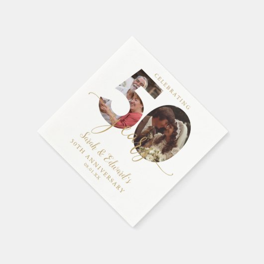50e bruiloft Jubileum Gold 2 foto Servet (Hoek)