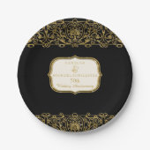 50e bruiloft Jubileum Gold Art Nouveau Party Papieren Bordje (Voorkant)