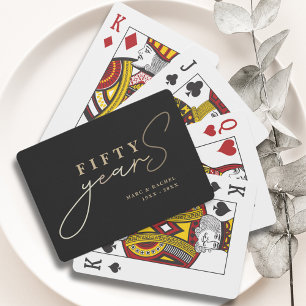 50e bruiloft Jubileum Gold Black Favors Pokerkaarten