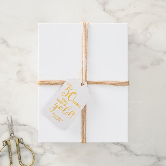 50e bruiloft Jubileum Gold Cadeaulabels (Met Koord)
