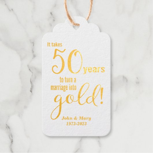 50e bruiloft Jubileum Gold Cadeaulabels (Voorkant)