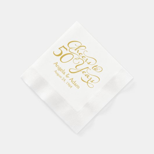 50e bruiloft Jubileum Gold Cheers to 50 Servetten (Hoek)