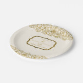 50e bruiloft Jubileum Gold Cream Art Nouveau Papieren Bordje (Gekanteld)