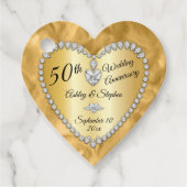 50e bruiloft Jubileum Gold Diamonds Foto Bedankjes Labels (Voorkant)