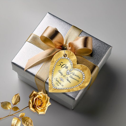 50e bruiloft Jubileum Gold Diamonds Foto Bedankjes Labels