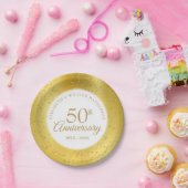 50e bruiloft Jubileum Gold Dust Folie Papieren Bordje (Feest)