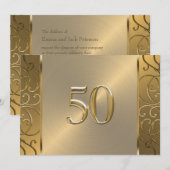 50e bruiloft Jubileum Gold Filigree Swirls Kaart (Voorkant / Achterkant)