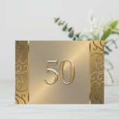 50e bruiloft Jubileum Gold Filigree Swirls Kaart (Staand voorkant)